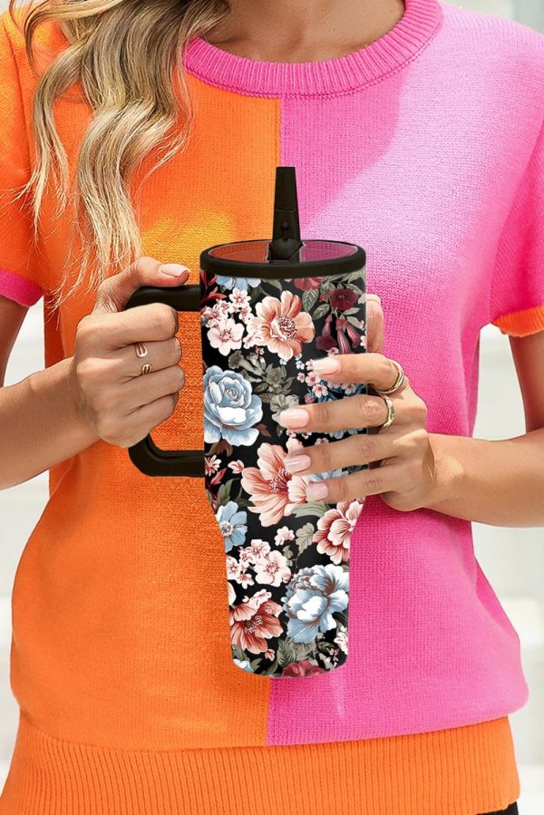 Black Boho Floral Tumbler Cup - Image 2
