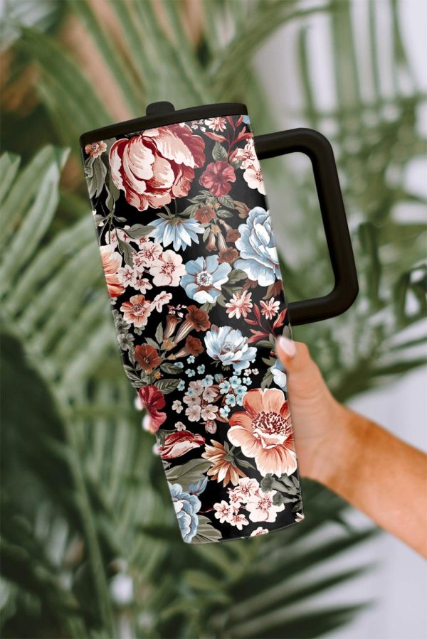 Black Boho Floral Tumbler Cup - Image 4