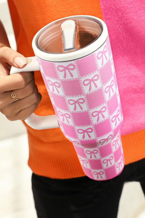 Bonbon Checkered Bow Print Tumbler Cup