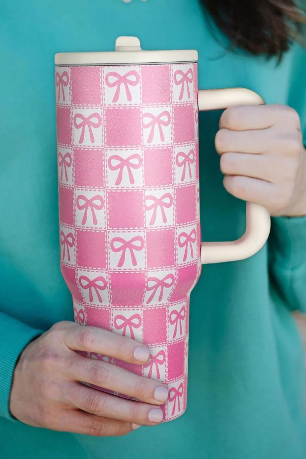 Bonbon Checkered Bow Print Tumbler Cup - Image 3