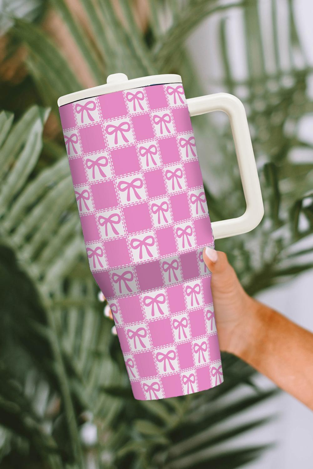 Bonbon Checkered Bow Print Tumbler Cup - Image 5