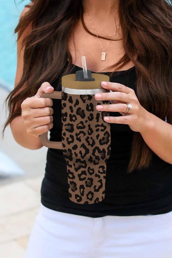 Coffee Leopard Print Tumbler Cup - Image 2