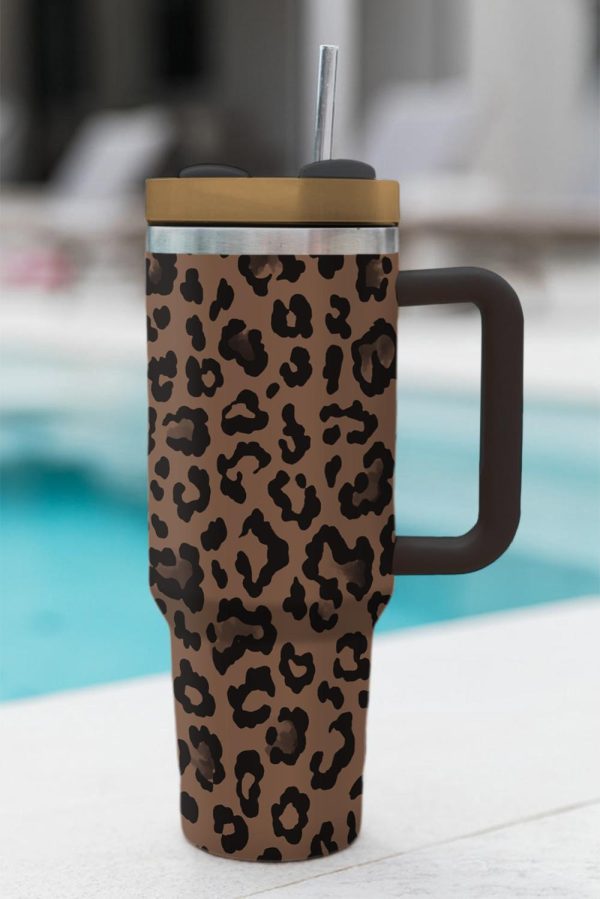 Coffee Leopard Print Tumbler Cup - Image 3