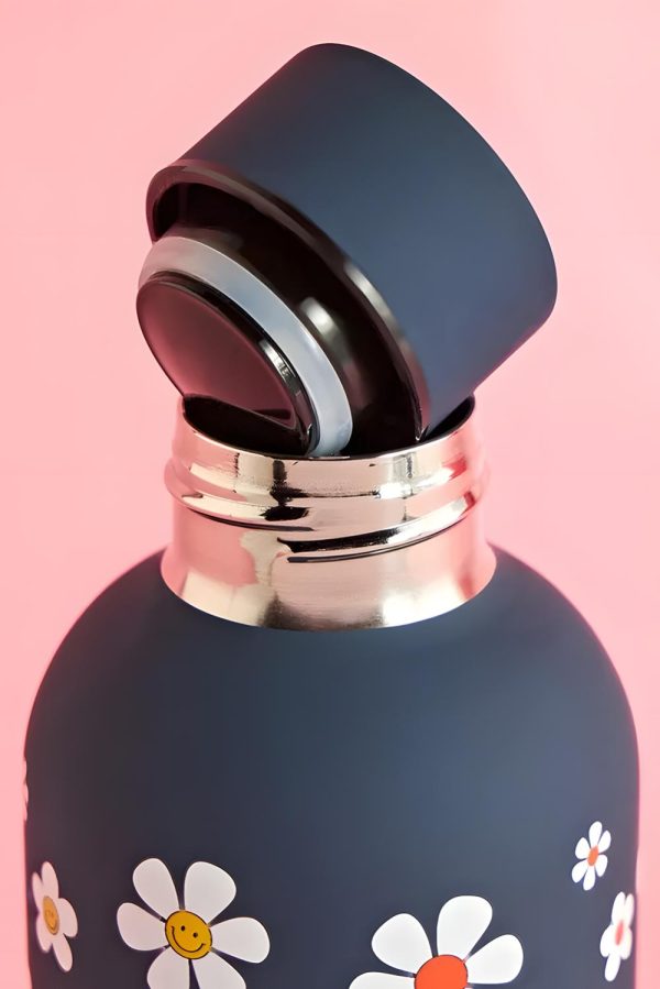 Navy Blue Floral No Bad Days Stainless Steel Water Bottle - Image 3