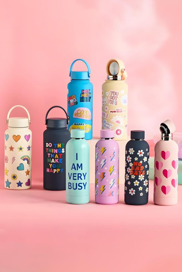 Navy Blue Floral No Bad Days Stainless Steel Water Bottle - Image 4