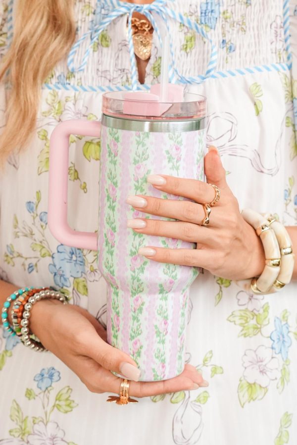 Pink Floral Print Tumbler Cup - Image 2