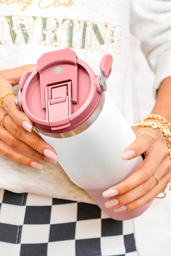 Pink Gradient Handle Stainless Steel Tumbler Cup 30oz - Image 3