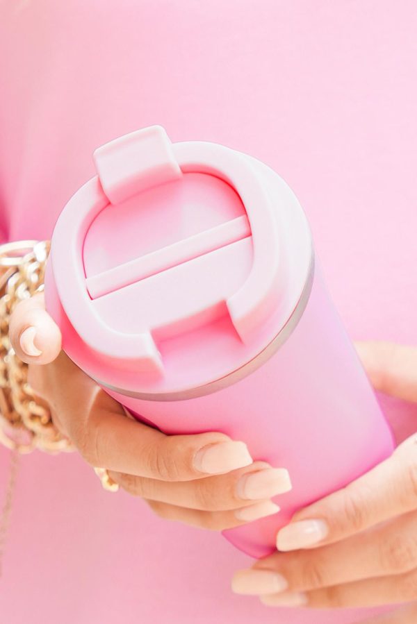 Pink Portable Travel Insulated Coffee Tumbler Cup - Image 2