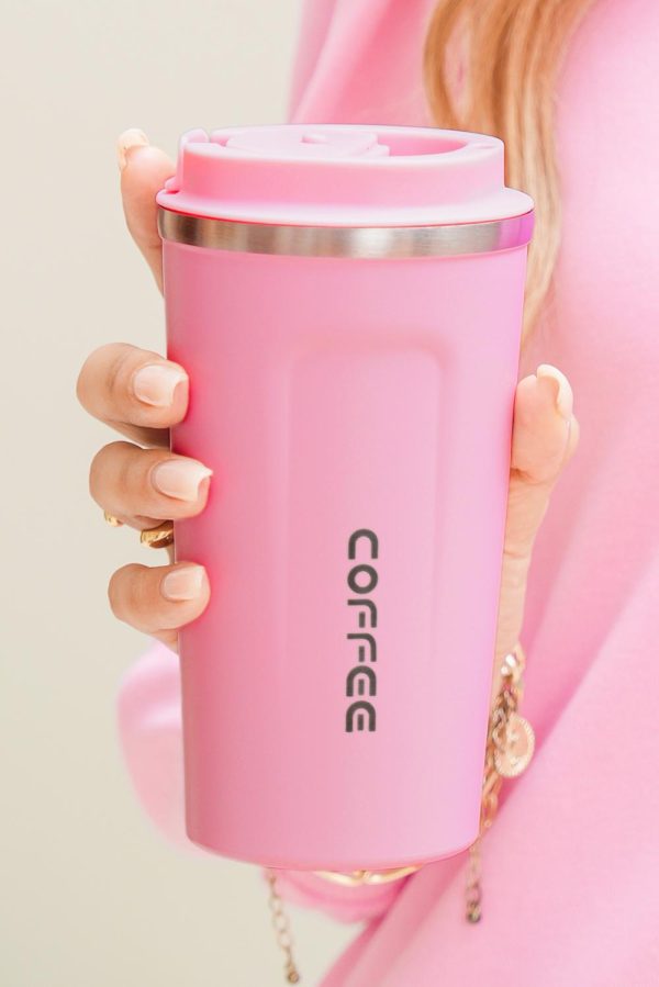Pink Portable Travel Insulated Coffee Tumbler Cup - Image 4