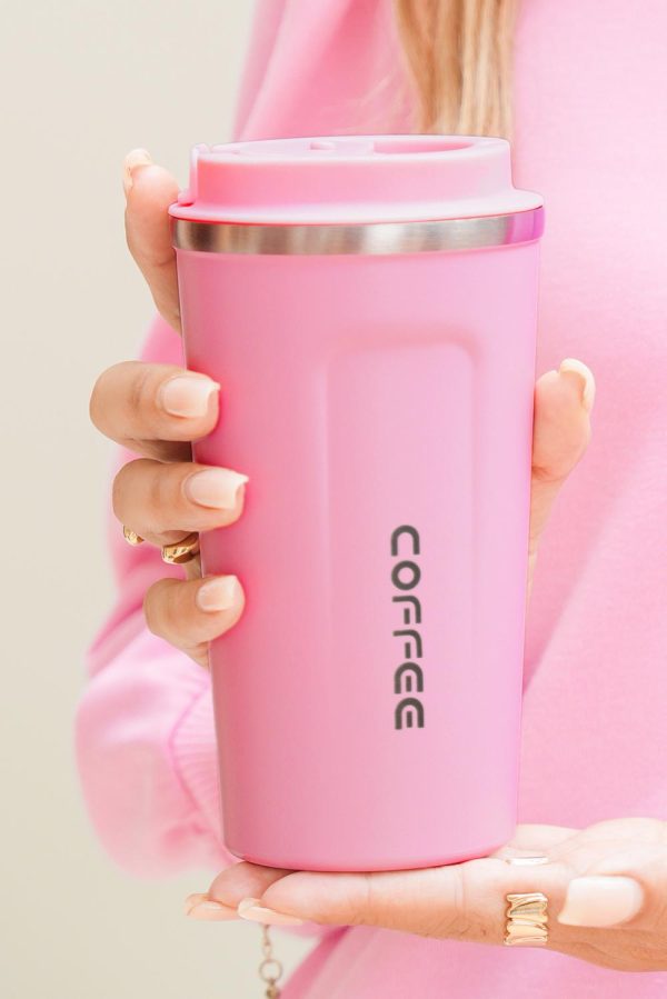 Pink Portable Travel Insulated Coffee Tumbler Cup - Image 5