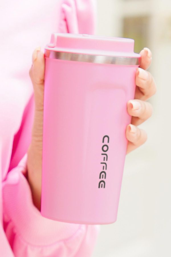 Pink Portable Travel Insulated Coffee Tumbler Cup - Image 6