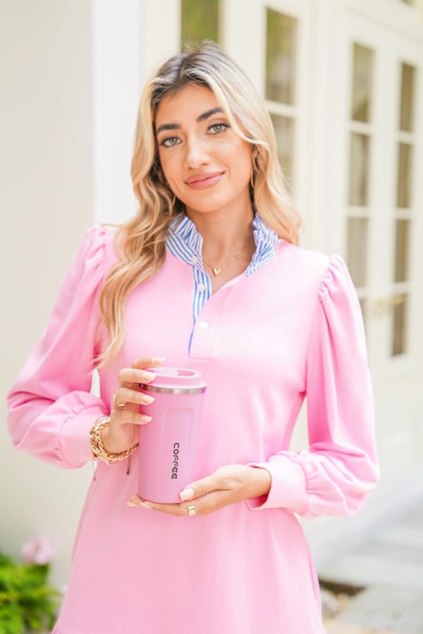 Pink Portable Travel Insulated Coffee Tumbler Cup - Image 8