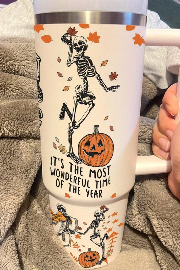 White It's The Most Wonderful Time Of The Year Halloween Tumbler 40oz