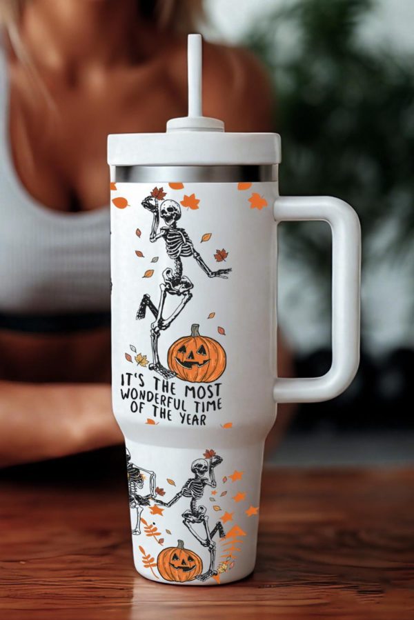 White It's The Most Wonderful Time Of The Year Halloween Tumbler 40oz - Image 2