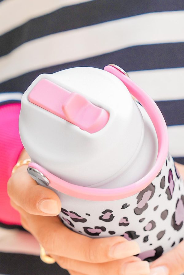 White Leopard Print Insulated Water Bottle - Image 5