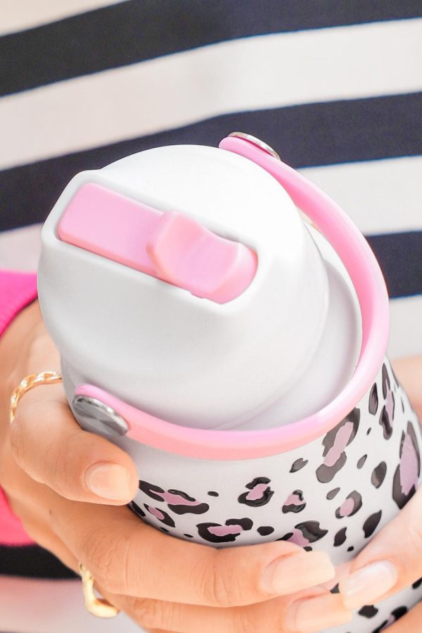 White Leopard Print Insulated Water Bottle - Image 6