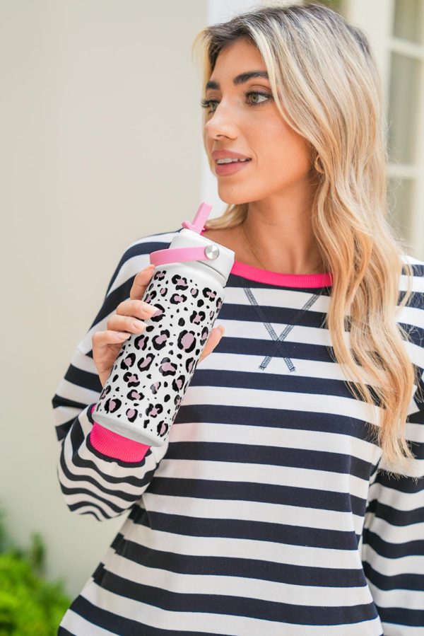 White Leopard Print Insulated Water Bottle - Image 8